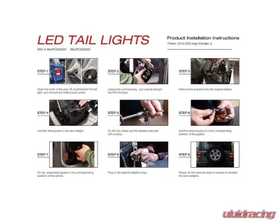 American Modified LED Tail Lights w/Clear Lens Jeep Wrangler JL 2018-2024 - AMJPCA03302