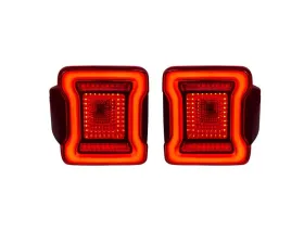 American Modified Tunnel Tail Lights w/Red Lens Jeep Wrangler JL 2018-2024