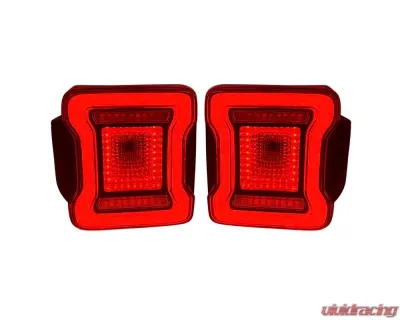 American Modified Tunnel Tail Lights w/Red Lens Jeep Wrangler JL 2018-2024 - AMJPCA03305