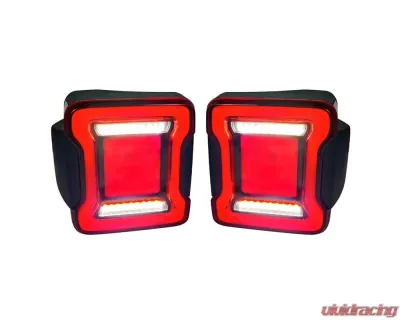 American Modified Tunnel Tail Lights w/Red Lens Jeep Wrangler JL 2018-2024 - AMJPCA03305