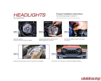 American Modified 9 Inch LED Halo HeadLights With Start-Up Animation Jeep Wrangler JL | Gladiator JT 2018-2024 - AMJPCC00101