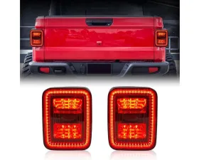 American Modified Smoked Black LED Tail Lights Jeep Gladiator JT 2019-2024