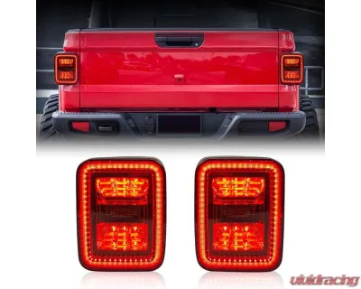 American Modified Smoked Black LED Tail Lights Jeep Gladiator JT 2019-2024 - AMJPEC00201