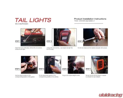 American Modified Smoked Black LED Tail Lights Jeep Gladiator JT 2019-2024 - AMJPEC00201