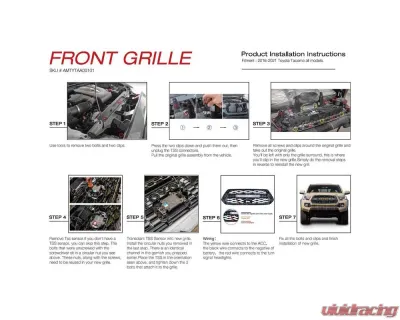 American Modified Mesh Grille With LED Off-Road Lights Matte Black Toyota Tacoma 2016-2022 - AMTYTAA00101
