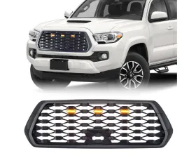 American Modified Mesh Grille With Amber Lights Matte Black Toyota Tacoma 2016-2022