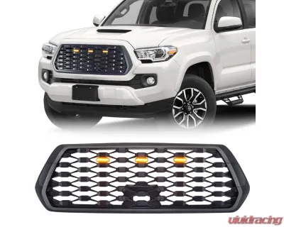 American Modified Mesh Grille With Amber Lights Matte Black Toyota Tacoma 2016-2022 - AMTYTAA00103