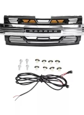 American Modified Armor Glossy Black and Chrome Grille with Off-Road Lights Chevrolet Silverado 1500 2019-2021                                     - AMCHCA00126 - Image 2