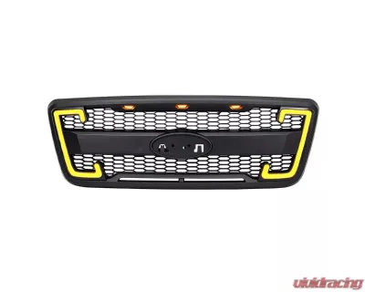 American Modified Mesh Grille with Amber Lights | DRL & Turn Signal Lights & Emblem Base Ford F-150 2004-2008 - AMFMAA00142