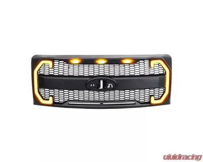 American Modified Mesh Grille with Amber Lights | DRL & Turn Signal Lights & Emblem Base Ford F-150 2009-2014 - AMFMAA00143