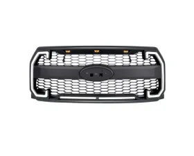 American Modified Mesh Grille with Amber Lights | DRL & Turn Signal Lights & Emblem Base Ford F-150 2015-2017