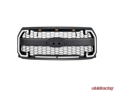 American Modified Mesh Grille with Amber Lights | DRL & Turn Signal Lights & Emblem Base Ford F-150 2015-2017 - AMFMAA00144