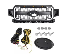 American Modified Mesh Grille with Amber Lights | DRL & Turn Signal Lights & Emblem Base Ford F-150 2018-2020