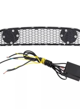 American Modified Glossy Black  Mach 1 Style Upper Grille with LED DRL and Turn Signal Ford Mustang GT | EcoBoost | V6 2015-2017                                     - AMFMCA00617 - Image 2