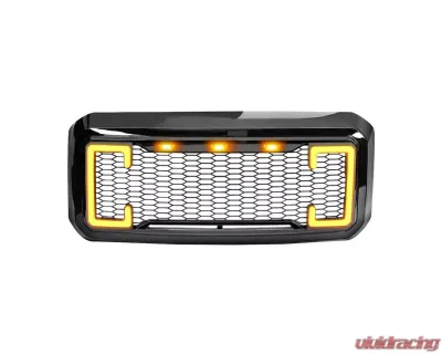 American Modified Raptor Style Mesh Grille with Amber Lights | DRL & Turn Signal Lights Ford F-250 | F-350 Super Duty 2011-2016 - AMFMFA00129
