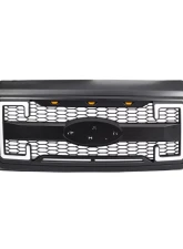 American Modified Raptor Style Mesh Grille with Amber Lights | DRL & Turn Signal Lights & Emblem Base Ford F-250 | 350 Super Duty 2011-2016                                     - AMFMFA00130 - Image 2