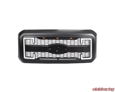 American Modified Raptor Style Mesh Grille with Amber Lights | DRL & Turn Signal Lights & Emblem Base Ford F-250 | 350 Super Duty 2011-2016 - AMFMFA00130