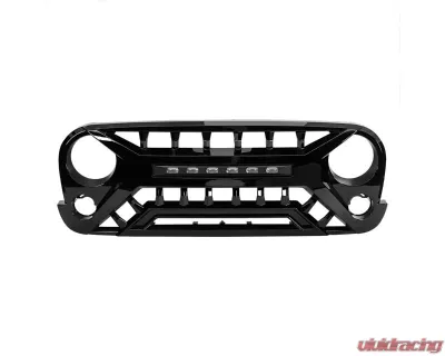 American Modified Armor Glossy Black Grille with Off-Road Lights Jeep Wrangler JK 2007-2018 - AMJPAA00135