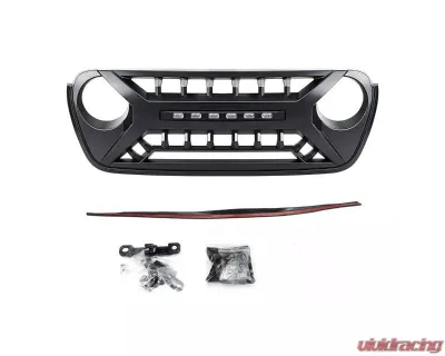 American Modified Armor Grille with LED Off-Road Lights - Matte Black Jeep Wrangler JL | Gladiator JT 2018-2025 - AMJPCA00124