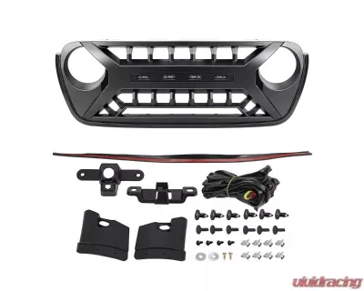 American Modified Armor Matte Black Grille with LED Off-Road Lights Jeep Wrangler JL | Gladiator JT 2018-2025 - AMJPCA00125