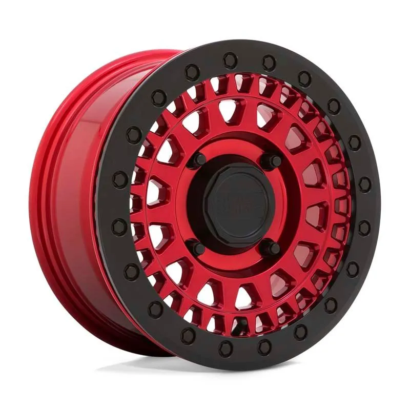 Black Rhino Powersports Parker Beadlock UTV Wheel 14x7 4x137 51mm Candy Red w/Black Bead Ring - 1470PKB514136R06