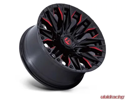 FUEL D823 Flame Wheel 20x9 8x180 1mm Gloss Black Milled w/Candy Red - D82320901850