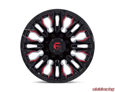 FUEL D823 Flame Wheel 20x9 8x180 1mm Gloss Black Milled w/Candy Red - D82320901850