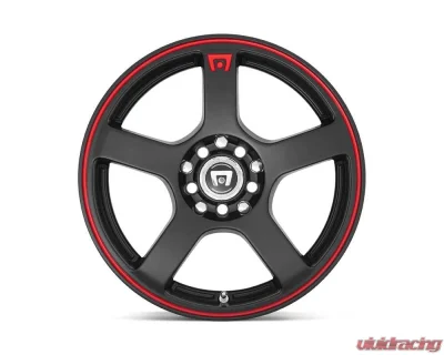 Motegi MR116 Wheel 17x7 5x5x100/5x114.3 +40mm Matte Black Red Racing Stripe - MR11677031740