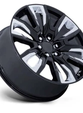 OE Creations PR225 Wheel 24x10 6x139.7 31mm Gloss Black With Chrome Accents                                     - PR225BP24106131 - Image 2
