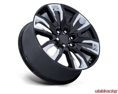 OE Creations PR225 Wheel 24x10 6x139.7 31mm Gloss Black With Chrome Accents - PR225BP24106131