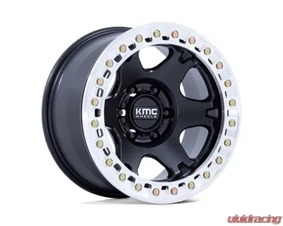 KMC Wheels KM238 VI Beadlock Wheel 17x9 0x0 -12mm Satin Black w/Machined Ring - KM238MD17900M12N