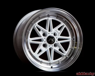 JNC JNC002 Wheel 15x8 4x100 25mm White w/ Machined Lip - 18510084870