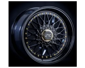JNC JNC004 Wheel 18x9.5 4x100|4x114.3 25mm Gloss Black w/ Gold Rivets