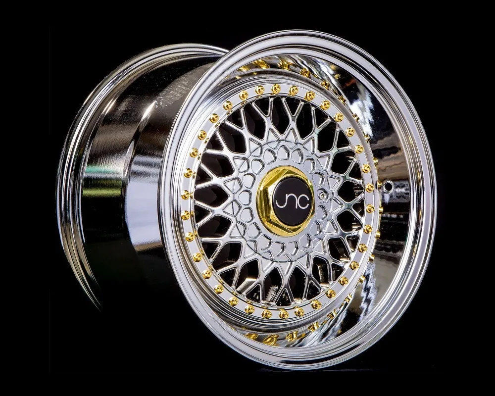 JNC JNC004S Wheel 17x8.5 5x100|5x114.3 15mm Platinum w/ Gold Rivets - 20221893638