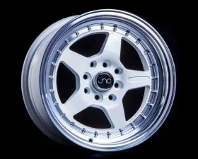 JNC JNC009 Wheel 15x8 4x100|4x114.3 25mm White w/ Machined Lip