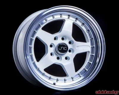 JNC JNC009 Wheel 15x8 4x100|4x114.3 25mm White w/ Machined Lip - 18515175878