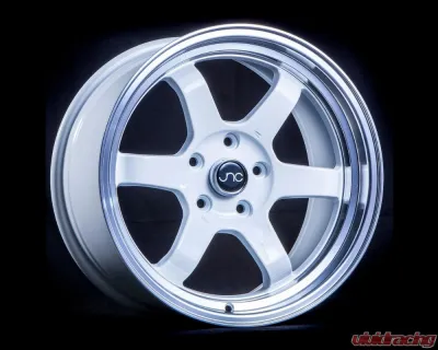 JNC JNC013 Wheel 15x8 4x100 20mm White w/ Machined Lip - 18515260806