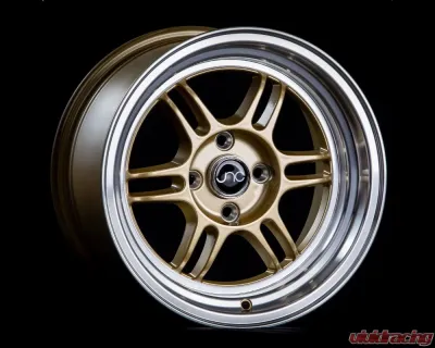 JNC JNC021 Wheel 15x8 4x100 25mm Gold w/ Machined Lip - 12578880585805
