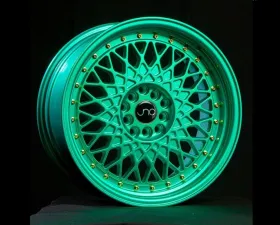 JNC JNC031 Wheel 17x9 5x100|5x114.3 30mm Candy Green w/ Gold Rivets