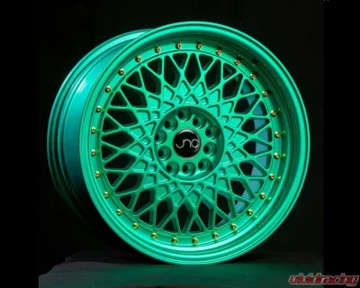 JNC JNC031 Wheel 17x9 5x100|5x114.3 30mm Candy Green w/ Gold Rivets - 23288177222