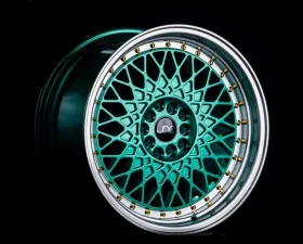 JNC JNC031 Wheel 17x9 5x100|5x114.3 30mm Candy Green w/ Machined Lip & Gold Rivets