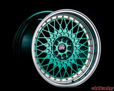 JNC JNC031 Wheel 17x9 5x100|5x114.3 30mm Candy Green w/ Machined Lip & Gold Rivets - 28993779368013