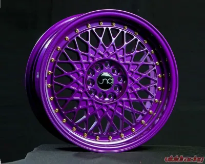 JNC JNC031 Wheel 15x8 4x100|4x114.3 20mm Candy Purple w/ Gold Rivets - 18515461126
