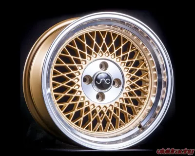 JNC JNC031 Wheel 15x8 4x100 25mm Gold w/ Machined Lip - 24102096966