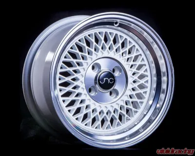 JNC JNC031 Wheel 15x8 4x100 20mm White w/ Machined Lip - 18515589446