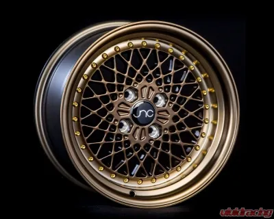 JNC JNC045 Wheel 15x8.25 4x100 10mm Bronze w/ Machined Tinted Bronze Lip & Gold Rivets - 18515707846