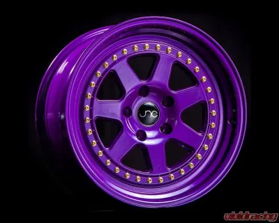 JNC JNC048 Wheel 16x8 4x100 25mm Candy Purple w/ Gold Rivets - 21382290438