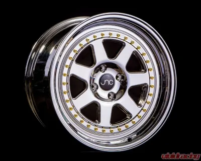 JNC JNC048 Wheel 16x8 4x100 25mm Platinum w/ Gold Rivets - 21380170950