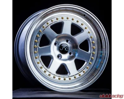JNC JNC048 Wheel 18x8.5 5x114.3 28mm Silver w/ Machine Face & Gold Rivets - 22697494918