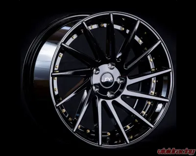JNC JNC051 Wheel 18x9.5 5x112 35mm Gloss Black w/ Gold Rivets - 32610688073805